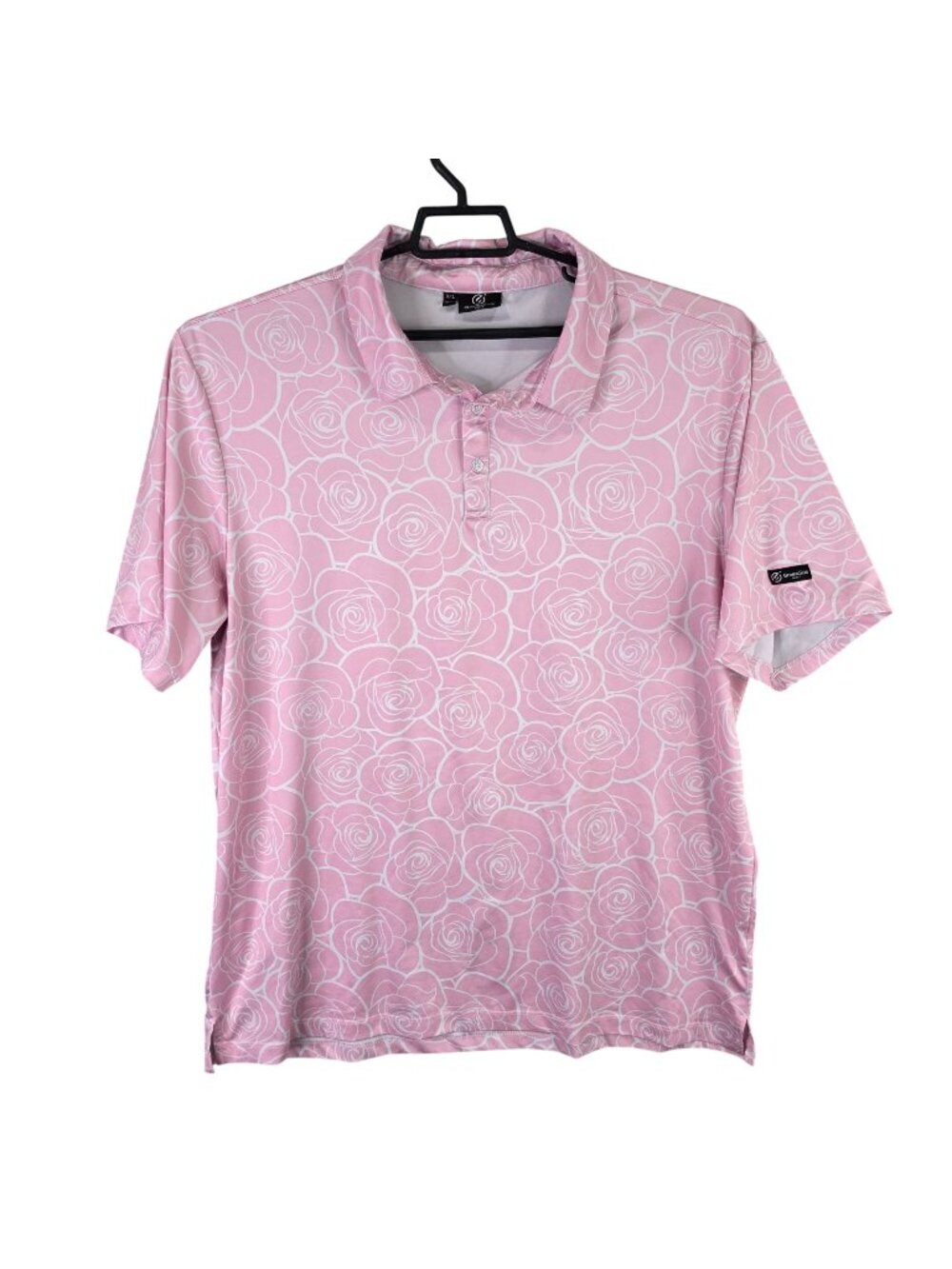 Mens GreenSide Golf Pink Rose Print Polo Shirt Short Sleeve Polyester Blend XXL
